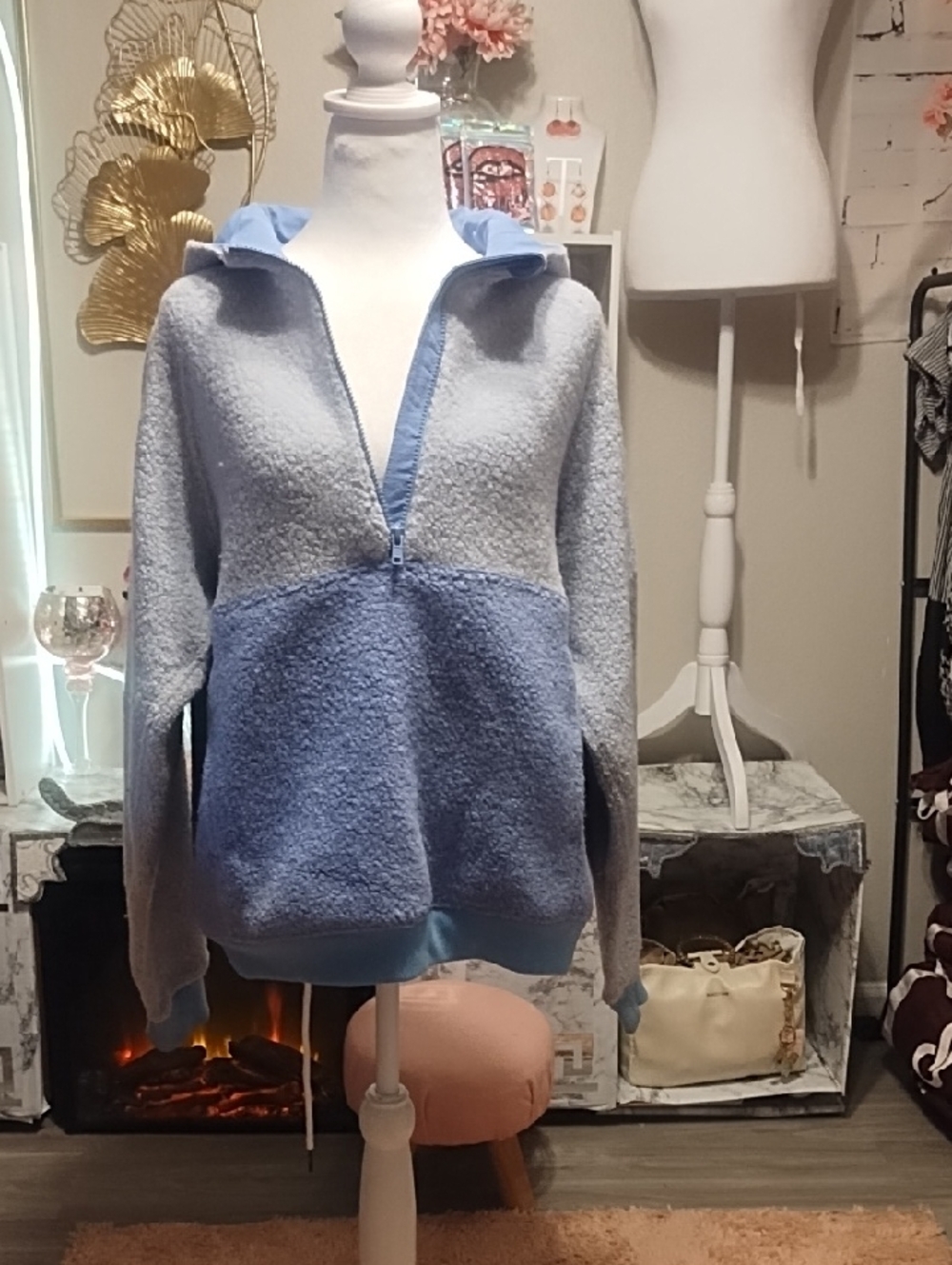 Outdoor Voices Medium Blue Branded Pullover Interior